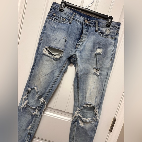 MNML Minimal Distressed Men’s Skinny Light Wash Jeans Size 30 - Picture 4 of 8